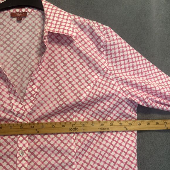 Talbots Wrinkle Resistant Button Down Shirt Geometric Print Plus Size 16W Pink - Picture 9 of 9